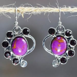 Beautiful New Amethyst Colored  Silver Stone earrings